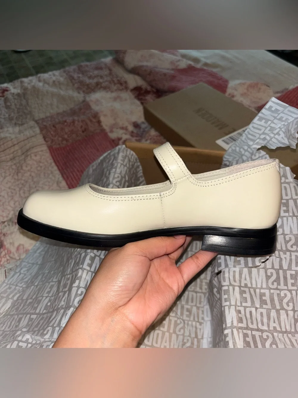 Bone Mary Jane Delancy Flats with Buckle Strap